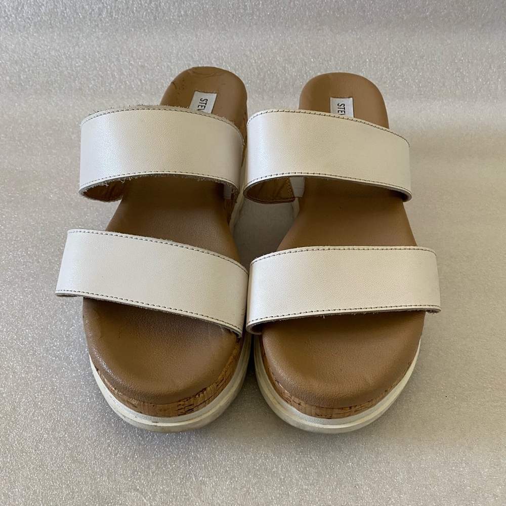 Steve Madden Thalia White Cork Wedge sandals size 9.5 - Picture 2 of 7